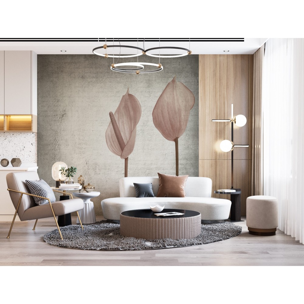 Modern Minimalist Antoryum Çiçekleri Tasarım Duvar Kağıdı