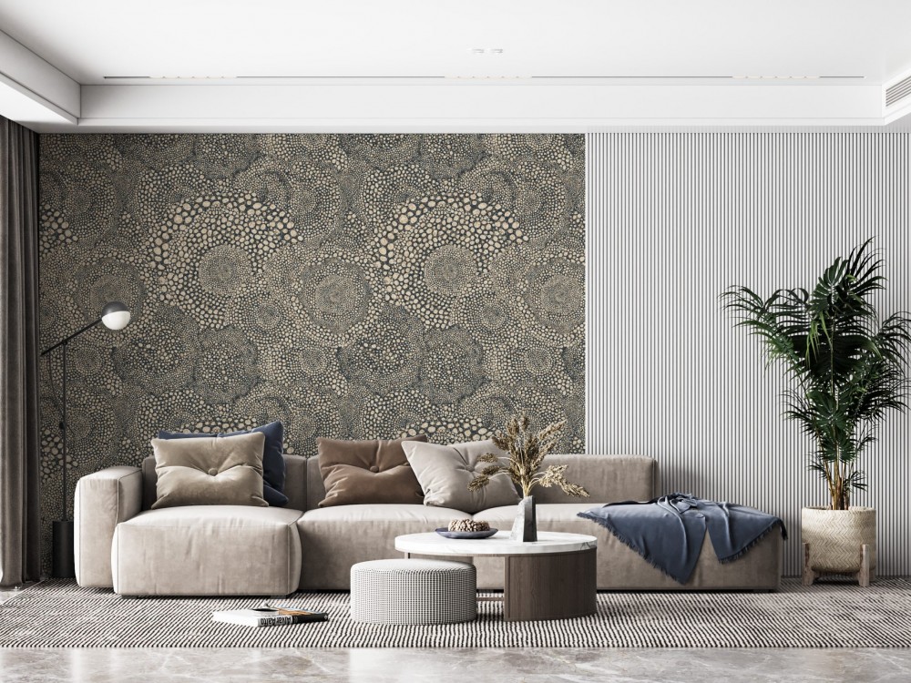 Modern Etnik Nokta Desenli ve Soyut Girdap Figürlü Duvar Kağıdı