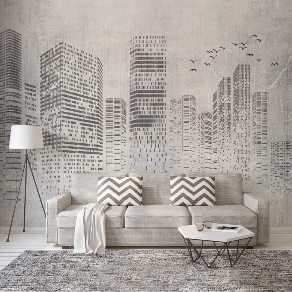 Modern Metropol Temalı 3D Tasarım Duvar Kağıdı