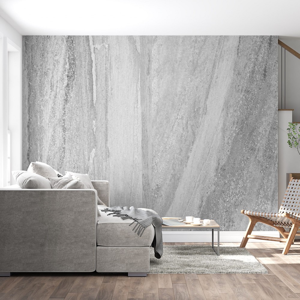 Doğal Gri Mermer ve Ham Taş Dokulu Modern Duvar Kağıdı