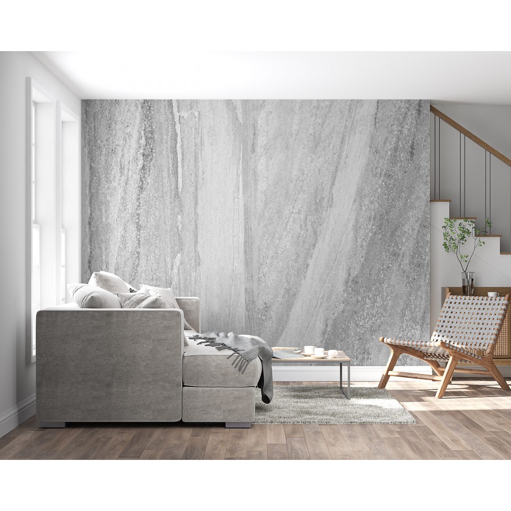 Doğal Gri Mermer ve Ham Taş Dokulu Modern Duvar Kağıdı