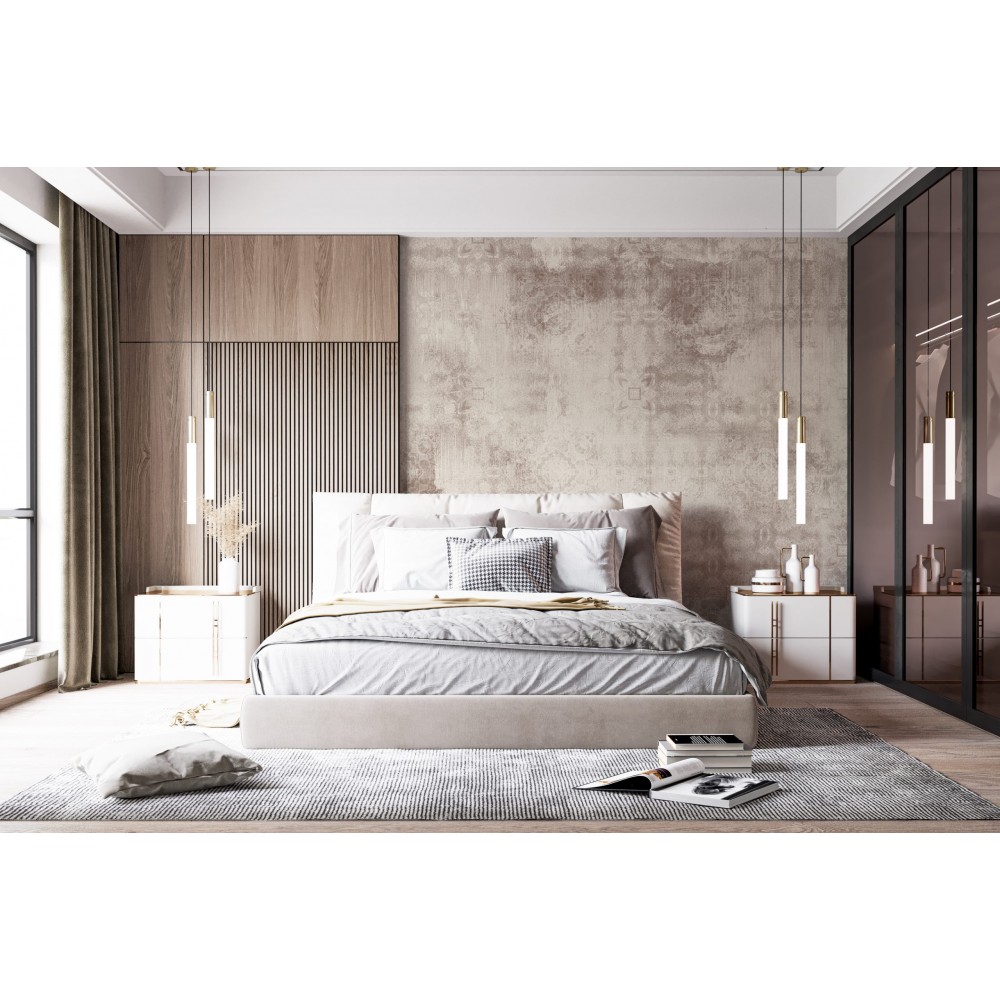 Vizon Beton Eskitme Dokulu ve Klasik Motifli Duvar Kağıdı