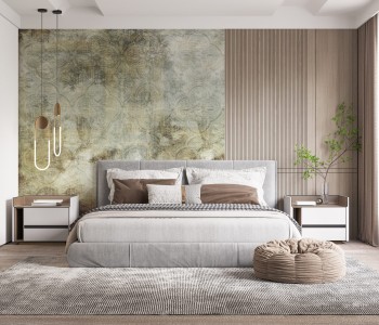 Eskitme Dokulu Klasik Çini Motifli Duvar Kağıdı