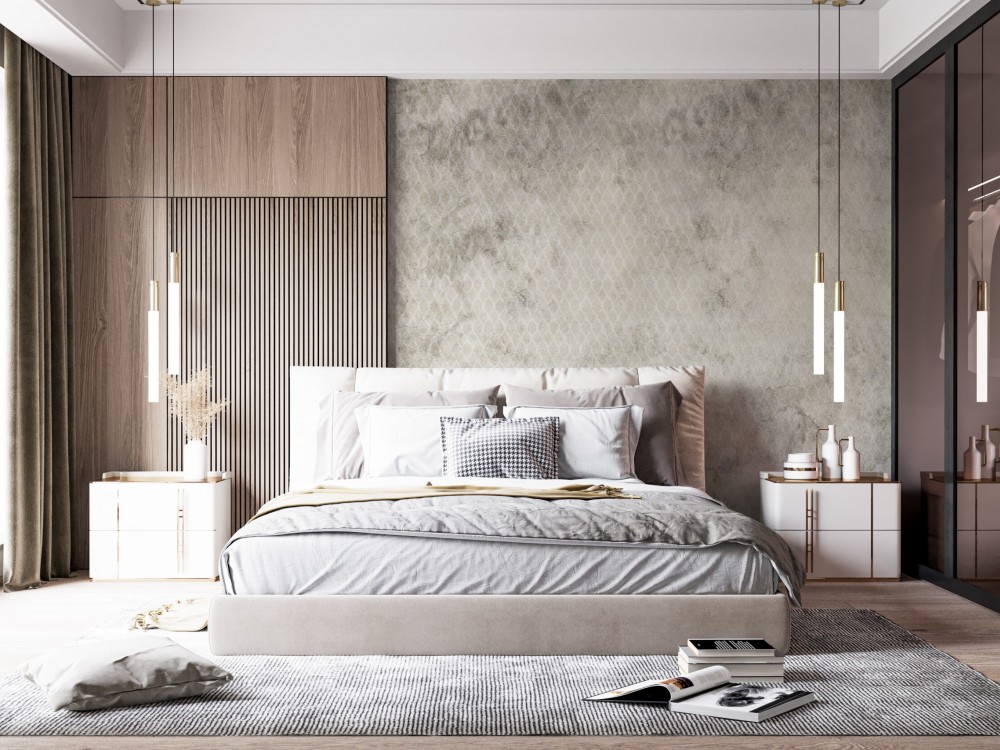 Beton Eskitme Zemin Üzerine Geometrik File Desenli Duvar Kağıdı