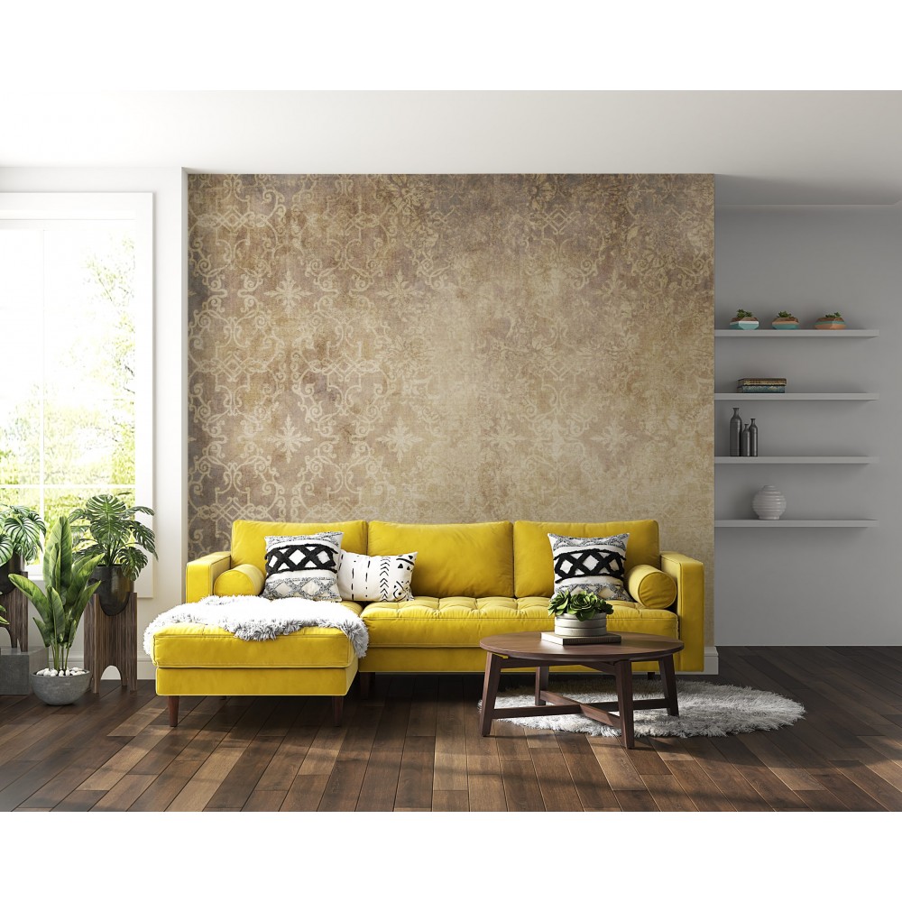 Toprak Tonlu Eskitme Dokulu Barok Desenli Duvar Kağıdı